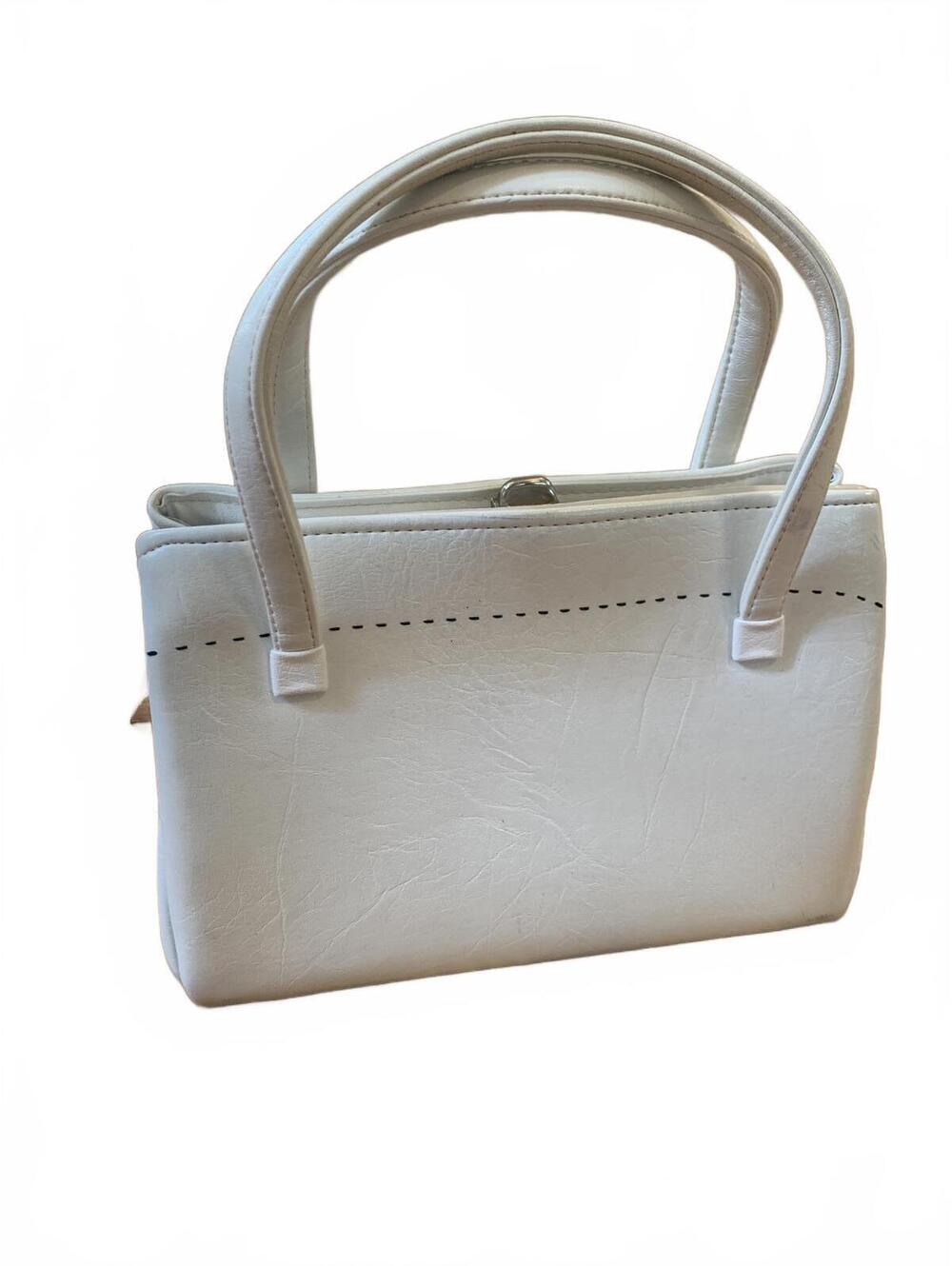 Vintage White Structured Handbag with Double Handles
